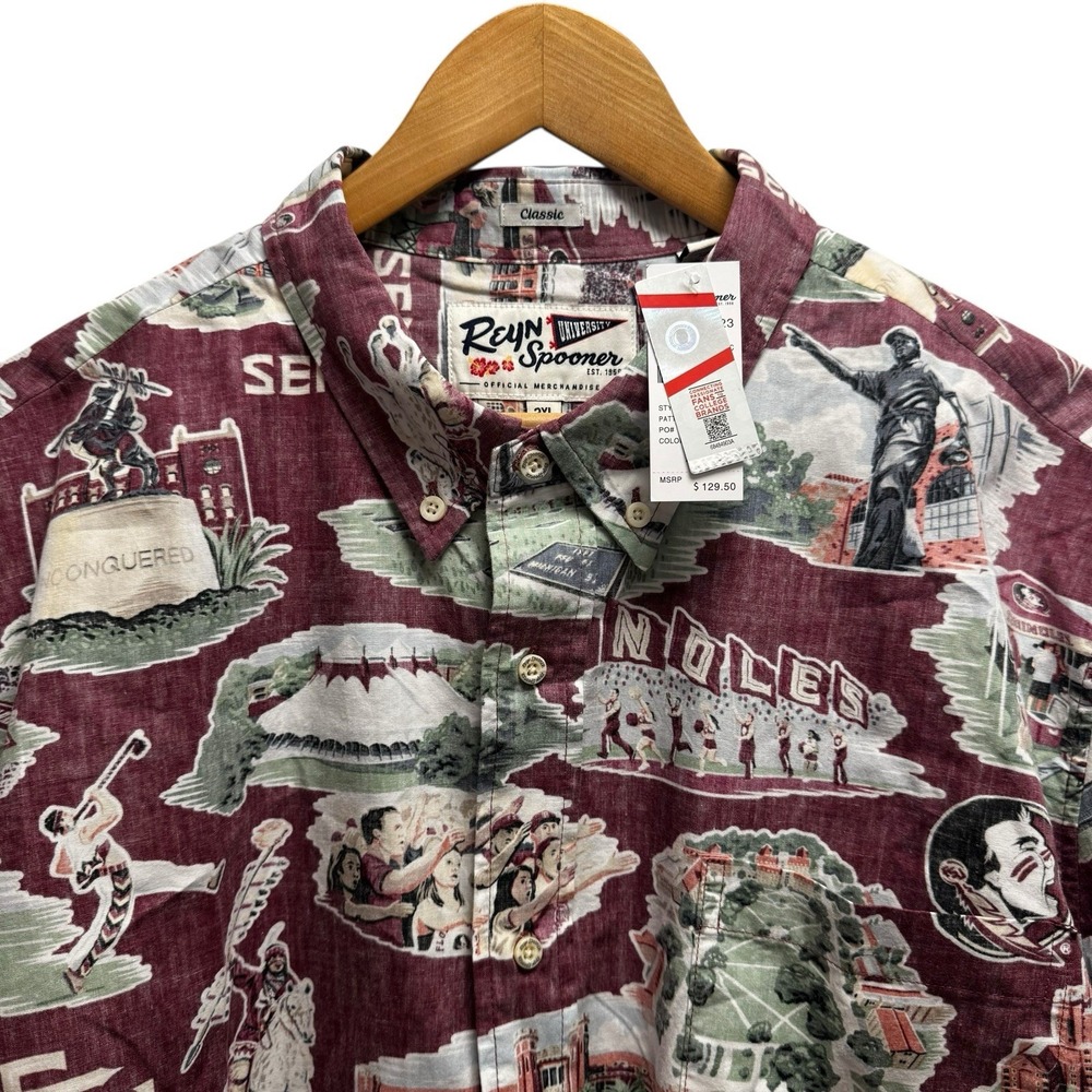 Reyn Spooner x FSU Florida State Seminoles NEW Mens Sz 2XL Garnet Hawaiian Shirt